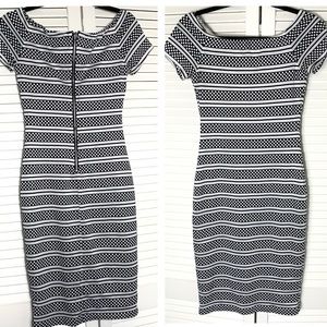 Bisou Bisou Black & White Boat Neck Sheath
Dress